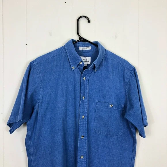 Van-Heusen Short Sleeved Denim Button Down Sz M - Picture 2 of 10